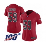 Women's Atlanta Falcons #59 De'Vondre Campbell Limited Red Rush Vapor Untouchable 100th Season Football Jersey