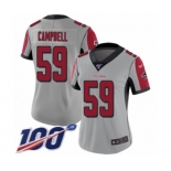 Women's Atlanta Falcons #59 De'Vondre Campbell Limited Silver Inverted Legend 100th Season Football Jersey