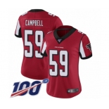 Women's Atlanta Falcons #59 De'Vondre Campbell Red Team Color Vapor Untouchable Limited Player 100th Season Football Jersey