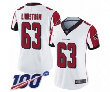 Women's Atlanta Falcons #63 Chris Lindstrom White Vapor Untouchable Limited Player 100th Season Football Jersey