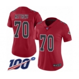 Women's Atlanta Falcons #70 Jake Matthews Limited Red Rush Vapor Untouchable 100th Season Football Jersey