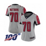 Women's Atlanta Falcons #70 Jake Matthews Limited Silver Inverted Legend 100th Season Football Jersey