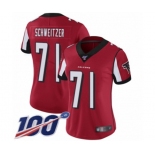 Women's Atlanta Falcons #71 Wes Schweitzer Red Team Color Vapor Untouchable Limited Player 100th Season Football Jersey