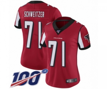 Women's Atlanta Falcons #71 Wes Schweitzer Red Team Color Vapor Untouchable Limited Player 100th Season Football Jersey