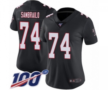 Women's Atlanta Falcons #74 Ty Sambrailo Black Alternate Vapor Untouchable Limited Player 100th Season Football Jersey