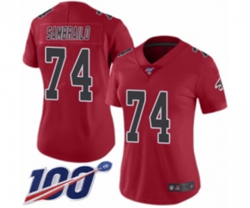 Women's Atlanta Falcons #74 Ty Sambrailo Limited Red Rush Vapor Untouchable 100th Season Football Jersey