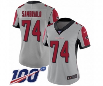 Women's Atlanta Falcons #74 Ty Sambrailo Limited Silver Inverted Legend 100th Season Football Jersey