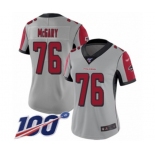 Women's Atlanta Falcons #76 Kaleb McGary Limited Silver Inverted Legend 100th Season Football Jersey