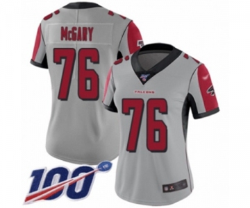 Women's Atlanta Falcons #76 Kaleb McGary Limited Silver Inverted Legend 100th Season Football Jersey