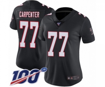 Women's Atlanta Falcons #77 James Carpenter Black Alternate Vapor Untouchable Limited Player 100th Season Football Jersey