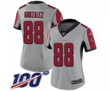 Women's Atlanta Falcons #88 Tony Gonzalez Limited Silver Inverted Legend 100th Season Football Jersey