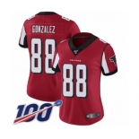 Women's Atlanta Falcons #88 Tony Gonzalez Red Team Color Vapor Untouchable Limited Player 100th Season Football Jersey