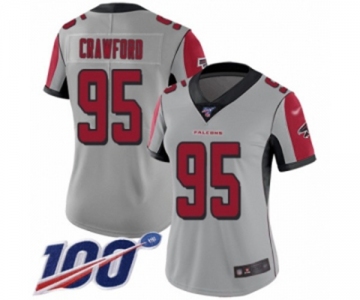 Women's Atlanta Falcons #95 Jack Crawford Limited Silver Inverted Legend 100th Season Football Jersey