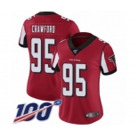 Women's Atlanta Falcons #95 Jack Crawford Red Team Color Vapor Untouchable Limited Player 100th Season Football Jersey