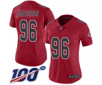 Women's Atlanta Falcons #96 Tyeler Davison Limited Red Rush Vapor Untouchable 100th Season Football Jersey