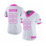 Women's Atlanta Falcons #96 Tyeler Davison Limited White Pink Rush Fashion Football Jersey