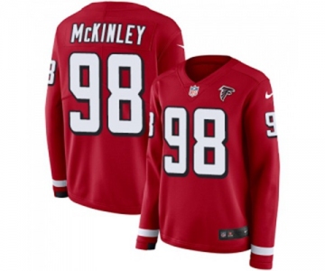 Women's Atlanta Falcons #98 Takkarist McKinley Limited Red Therma Long Sleeve Football Jersey