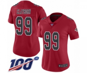 Women's Atlanta Falcons #99 Adrian Clayborn Limited Red Rush Vapor Untouchable 100th Season Football Jersey