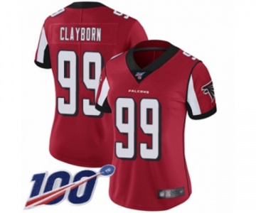 Women's Atlanta Falcons #99 Adrian Clayborn Red Team Color Vapor Untouchable Limited Player 100th Season Football Jersey