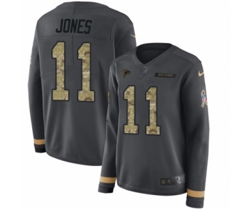 Women's Nike Atlanta Falcons #11 Julio Jones Limited Black Salute to Service Therma Long Sleeve NFL Jersey