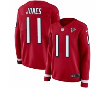 Women's Nike Atlanta Falcons #11 Julio Jones Limited Red Therma Long Sleeve NFL Jersey