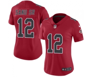 Women's Nike Atlanta Falcons #12 Mohamed Sanu Limited Red Rush Vapor Untouchable NFL Jersey