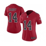 Women's Nike Atlanta Falcons #14 Justin Hardy Limited Red Rush Vapor Untouchable NFL Jersey