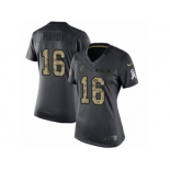 Women's Nike Atlanta Falcons #16 Justin Hardy Limited Black 2016 Salute to Service NFL Jersey