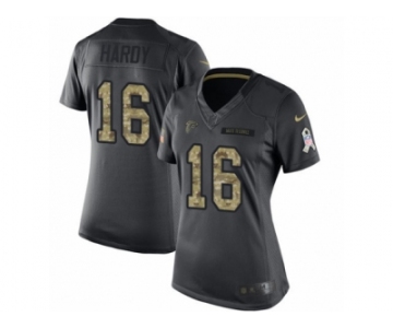 Women's Nike Atlanta Falcons #16 Justin Hardy Limited Black 2016 Salute to Service NFL Jersey