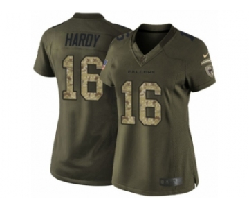 Women's Nike Atlanta Falcons #16 Justin Hardy Limited Green Salute to Service NFL Jersey