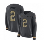 Women's Nike Atlanta Falcons #2 Matt Ryan Limited Black Salute to Service Therma Long Sleeve NFL Jersey