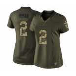 Women's Nike Atlanta Falcons #2 Matt Ryan Limited Green Salute to Service NFL Jersey