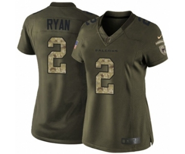 Women's Nike Atlanta Falcons #2 Matt Ryan Limited Green Salute to Service NFL Jersey