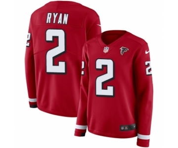 Women's Nike Atlanta Falcons #2 Matt Ryan Limited Red Therma Long Sleeve NFL Jersey