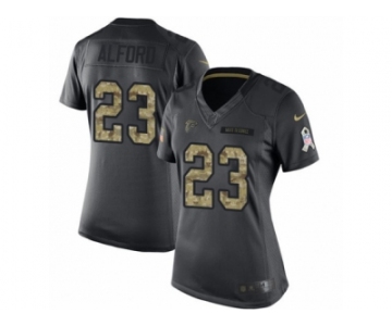 Women's Nike Atlanta Falcons #23 Robert Alford Limited Black 2016 Salute to Service NFL Jersey