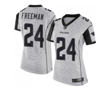 Women's Nike Atlanta Falcons #24 Devonta Freeman Gray Stitched NFL Limited Gridiron Gray II Jersey