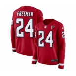 Women's Nike Atlanta Falcons #24 Devonta Freeman Limited Red Therma Long Sleeve NFL Jersey