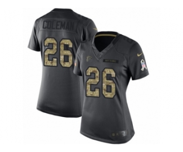 Women's Nike Atlanta Falcons #26 Tevin Coleman Limited Black 2016 Salute to Service NFL Jersey