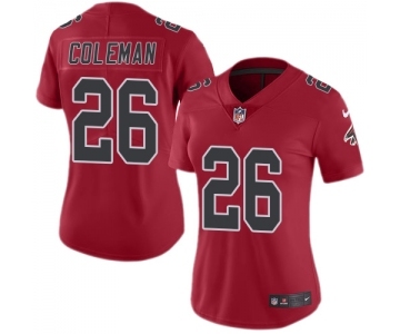 Women's Nike Atlanta Falcons #26 Tevin Coleman Limited Red Rush Vapor Untouchable NFL Jersey