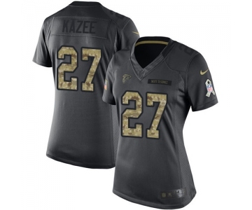 Women's Nike Atlanta Falcons #27 Damontae Kazee Limited Black 2016 Salute to Service NFL Jersey