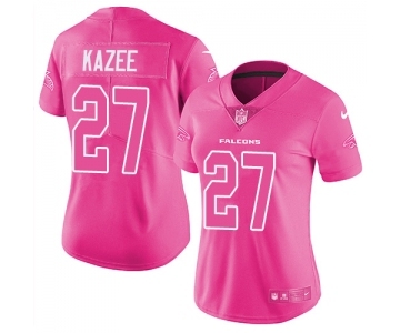 Women's Nike Atlanta Falcons #27 Damontae Kazee Limited Pink Rush Fashion NFL Jersey