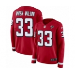 Women's Nike Atlanta Falcons #33 Blidi Wreh-Wilson Limited Red Therma Long Sleeve NFL Jersey