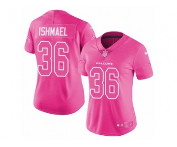 Women's Nike Atlanta Falcons #36 Kemal Ishmael Limited Pink Rush Fashion NFL Jersey
