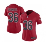 Women's Nike Atlanta Falcons #36 Kemal Ishmael Limited Red Rush Vapor Untouchable NFL Jersey