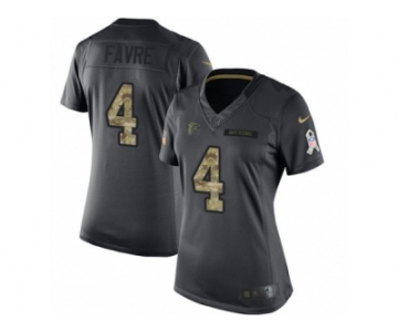 Women's Nike Atlanta Falcons #4 Brett Favre Limited Black 2016 Salute to Service NFL Jersey