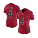 Women's Nike Atlanta Falcons #4 Brett Favre Limited Red Rush Vapor Untouchable NFL Jersey