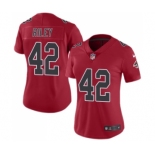 Women's Nike Atlanta Falcons #42 Duke Riley Limited Red Rush Vapor Untouchable NFL Jersey