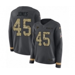 Women's Nike Atlanta Falcons #45 Deion Jones Limited Black Salute to Service Therma Long Sleeve NFL Jersey