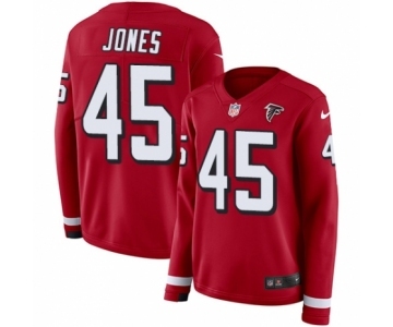 Women's Nike Atlanta Falcons #45 Deion Jones Limited Red Therma Long Sleeve NFL Jersey