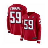 Women's Nike Atlanta Falcons #59 De'Vondre Campbell Limited Red Therma Long Sleeve NFL Jersey